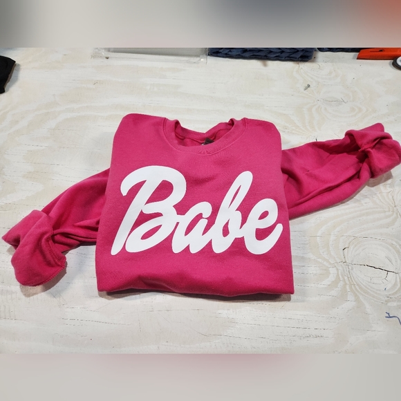 Babe Hot Pink Oversized Barbie Inspired Sweatshirt - Picture 4 of 4